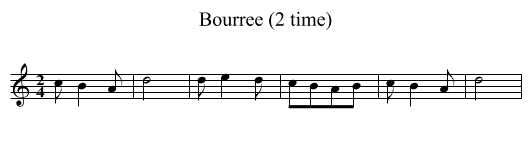 Bourree (2 time) - staff notation