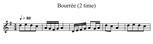 Bourrée (2 time) - staff notation