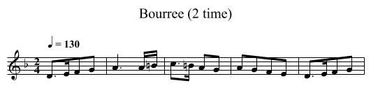 Bourree (2 time) - staff notation