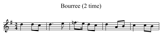Bourree (2 time) - staff notation