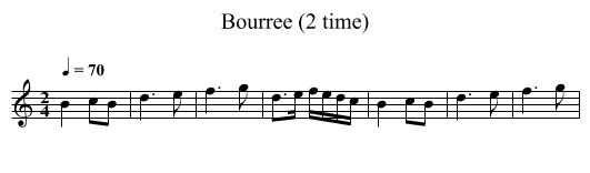 Bourree (2 time) - staff notation