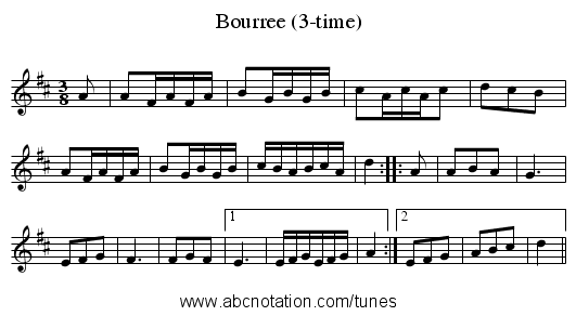Bourree (3-time) - staff notation