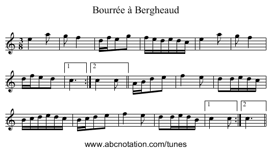 Bourrée à Bergheaud - staff notation