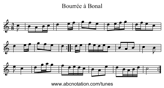 Bourrée à Bonal - staff notation