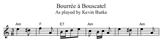 Bourrée à Bouscatel - staff notation