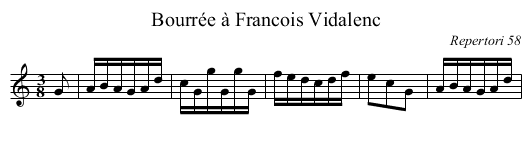 Bourrée à Francois Vidalenc - staff notation