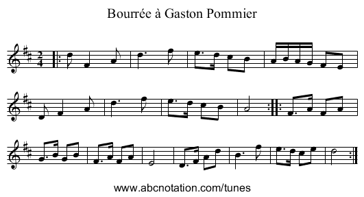 Bourrée à Gaston Pommier - staff notation