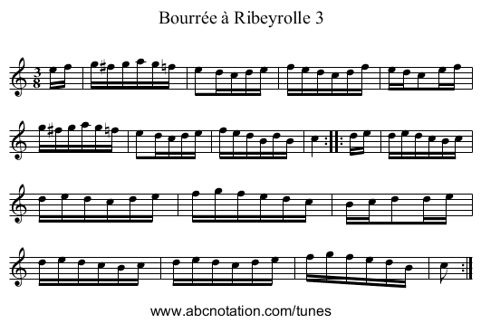 Bourrée à Ribeyrolle 3 - staff notation
