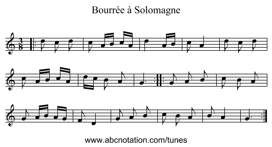 Bourrée à Solomagne - staff notation