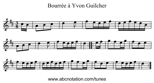 Bourrée à Yvon Guilcher - staff notation