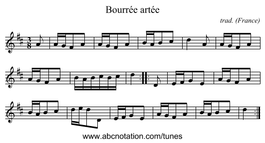 Bourr&eacute;e art&eacute;e - staff notation