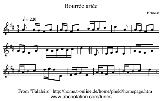 Bourrée artée - staff notation