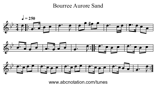 Bourree Aurore Sand - staff notation