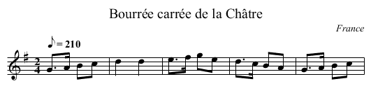 Bourrée carrée de la Châtre - staff notation