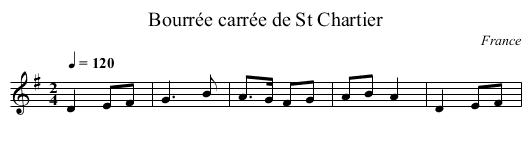 Bourrée carrée de St Chartier - staff notation