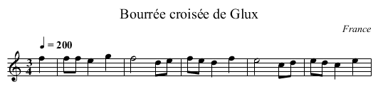 Bourrée croisée de Glux - staff notation