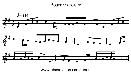 Bourree croisee - staff notation
