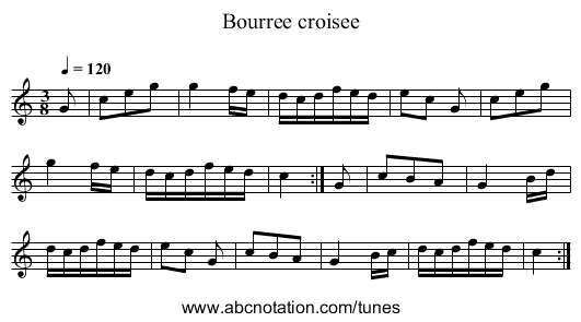 Bourree croisee - staff notation