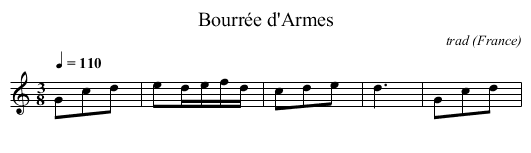 Bourrée d'Armes - staff notation
