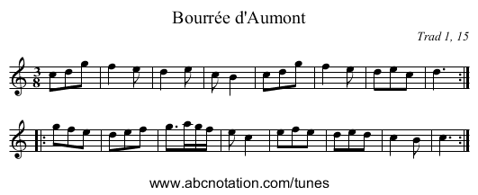 Bourrée d'Aumont - staff notation
