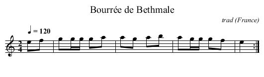 Bourrée de Bethmale - staff notation