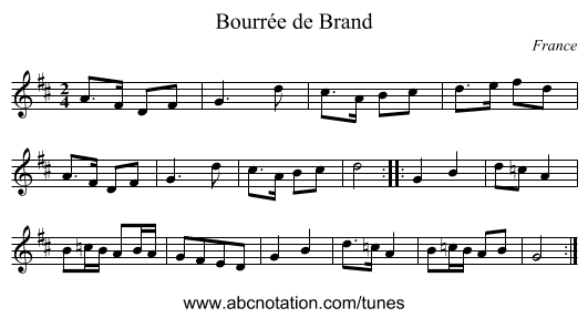 Bourrée de Brand - staff notation