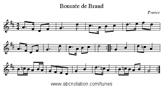 Bourr&eacute;e de Brand - staff notation