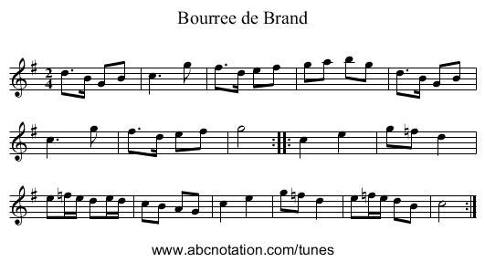 Bourree de Brand - staff notation