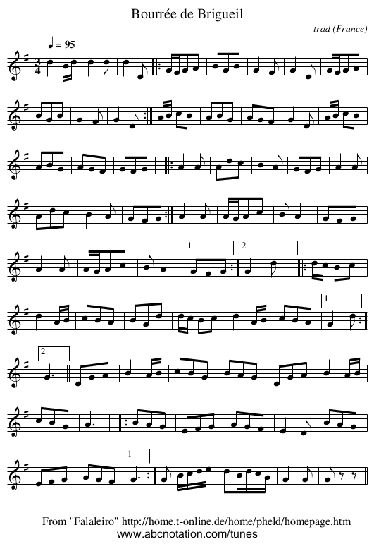 Bourrée de Brigueil - staff notation