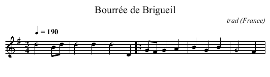 Bourrée de Brigueil - staff notation