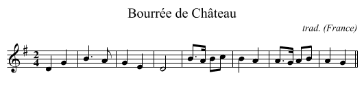 Bourr&eacute;e de Ch&acirc;teau - staff notation