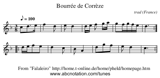 Bourrée de Corrèze - staff notation