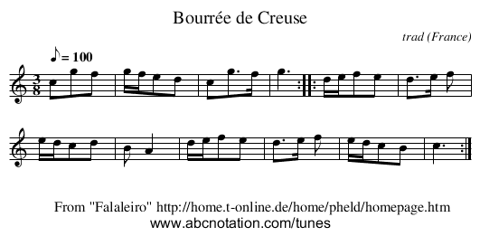 Bourrée de Creuse - staff notation