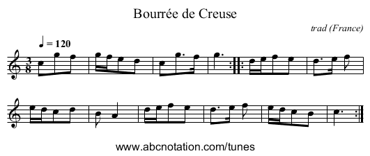 Bourrée de Creuse - staff notation