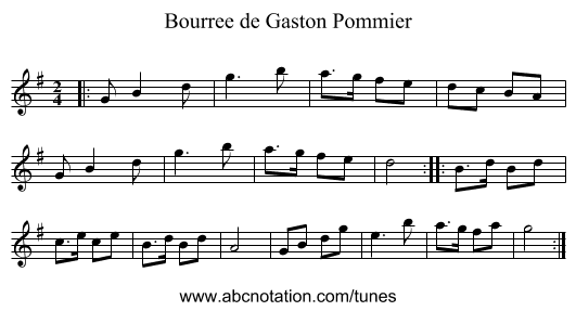 Bourree de Gaston Pommier - staff notation