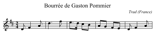 Bourrée de Gaston Pommier - staff notation