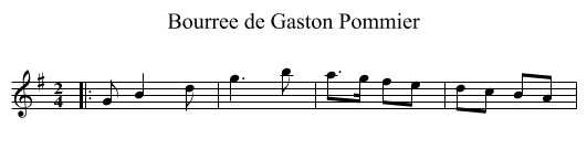 Bourree de Gaston Pommier - staff notation