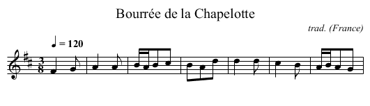 Bourrée de la Chapelotte - staff notation
