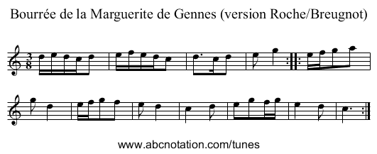 Bourrée de la Marguerite de Gennes (version Roche/Breugnot) - staff notation