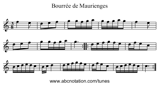 Bourrée de Maurienges - staff notation