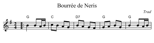 Bourr&eacute;e de Neris - staff notation