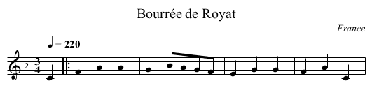 Bourrée de Royat - staff notation