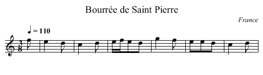 Bourrée de Saint Pierre - staff notation