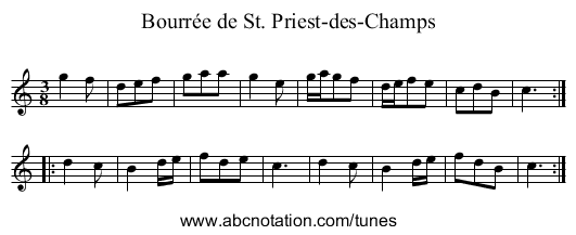 Bourrée de St. Priest-des-Champs - staff notation