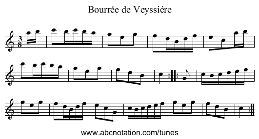 Bourrée de Veyssiére - staff notation