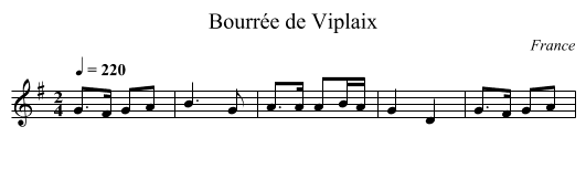 Bourrée de Viplaix - staff notation