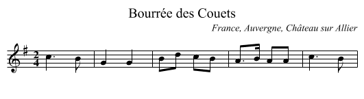 Bourr&eacute;e des Couets - staff notation