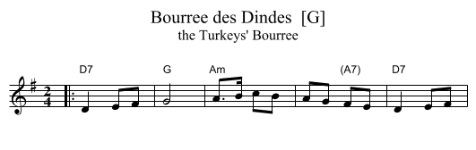Bourree des Dindes  [G] - staff notation