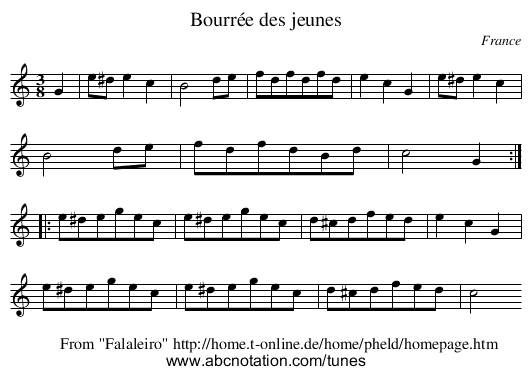Bourrée des jeunes - staff notation