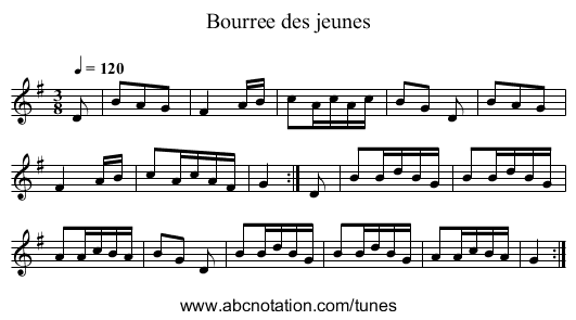 Bourree des jeunes - staff notation